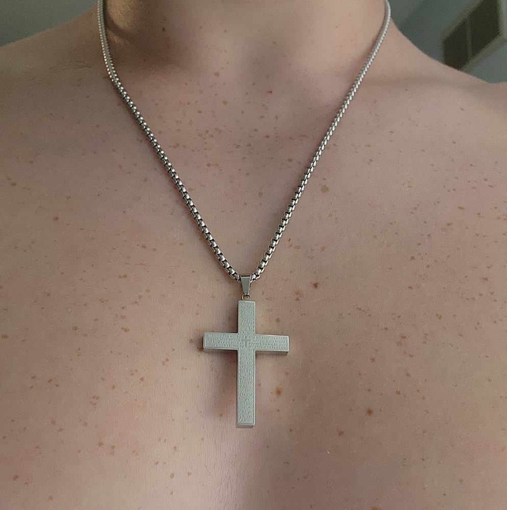 Metal Cross Pendant Necklace Set in Gold, Silver, and Black - Picture 3 of 4